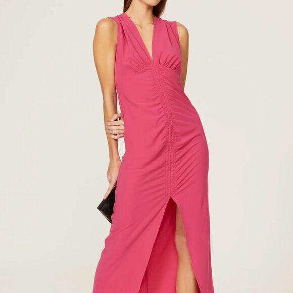 Ruched V-neck Midi Dress Add to Hearts Thakoon x Rent The Runway RTR - Picture 1 of 7